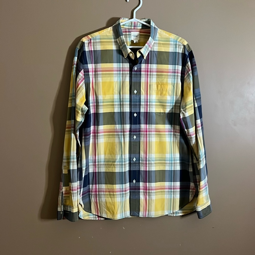 😄Colourful plaid cotton dress shirt buttons l2